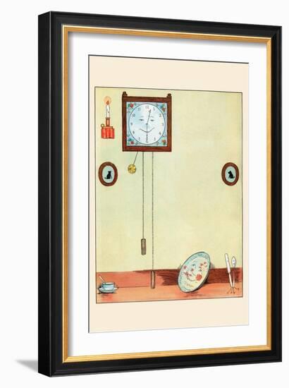 Clock and Plate-Eugene Field-Framed Art Print