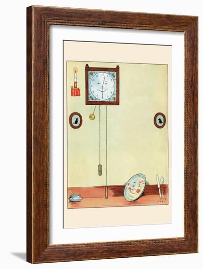 Clock and Plate-Eugene Field-Framed Art Print