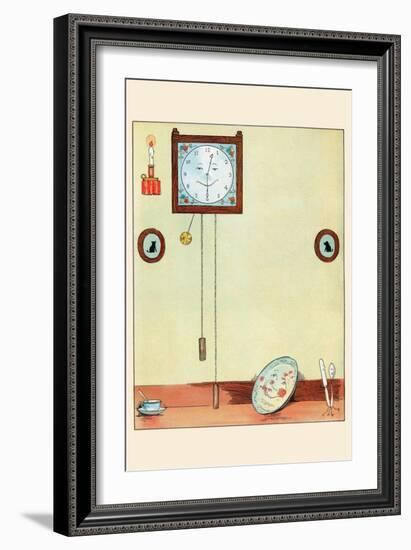 Clock and Plate-Eugene Field-Framed Art Print