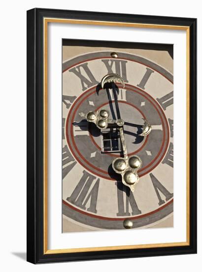 Clock Face of the Graz Schlossberg Clock Tower, Styria, Austria-Julian Castle-Framed Photo