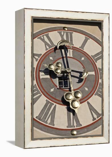 Clock Face of the Graz Schlossberg Clock Tower, Styria, Austria-Julian Castle-Framed Stretched Canvas