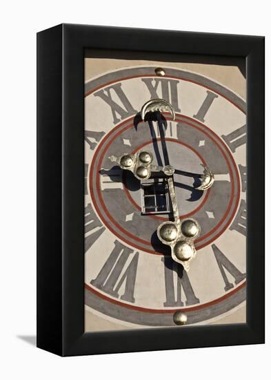 Clock Face of the Graz Schlossberg Clock Tower, Styria, Austria-Julian Castle-Framed Stretched Canvas