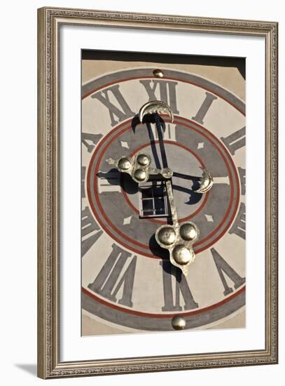 Clock Face of the Graz Schlossberg Clock Tower, Styria, Austria-Julian Castle-Framed Photo