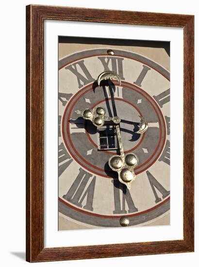 Clock Face of the Graz Schlossberg Clock Tower, Styria, Austria-Julian Castle-Framed Photo