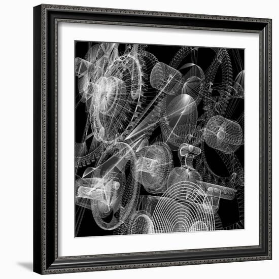 Clock Mechanism. Wire-Frame Render-cherezoff-Framed Art Print