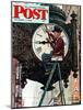 "Clock Repairman" Saturday Evening Post Cover, November 3,1945-Norman Rockwell-Mounted Premium Giclee Print