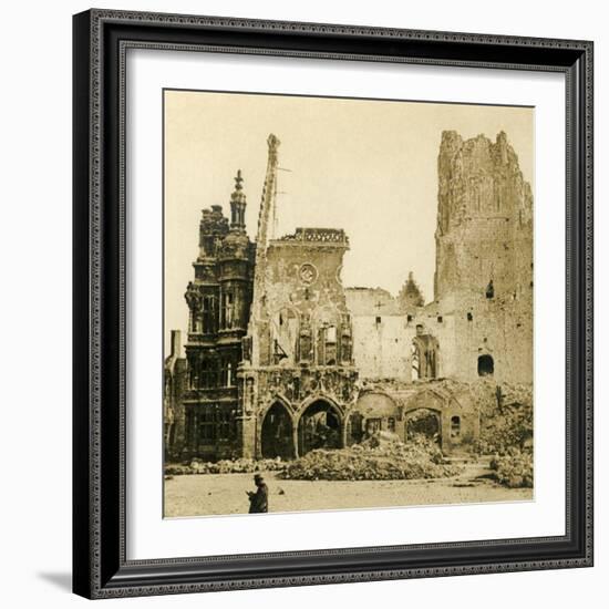 Clock Tower and Hôtel de Ville, Arras, northern France, c1914-c1918-Unknown-Framed Photographic Print