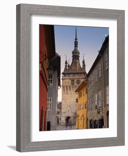 Clock Tower and Medieval Old Town, Sighisoara, Transylvania, Romania-Doug Pearson-Framed Photographic Print