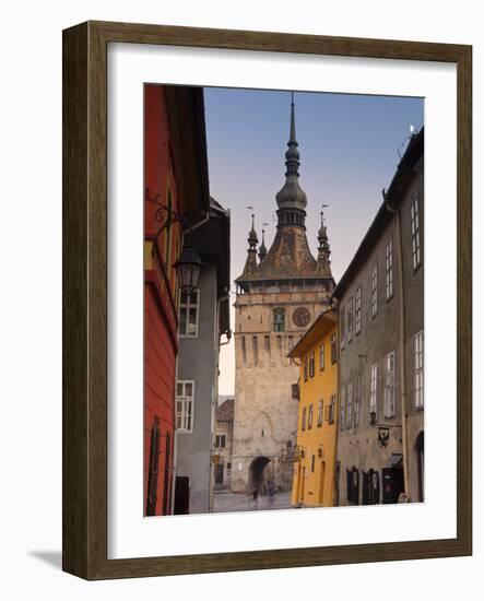 Clock Tower and Medieval Old Town, Sighisoara, Transylvania, Romania-Doug Pearson-Framed Photographic Print