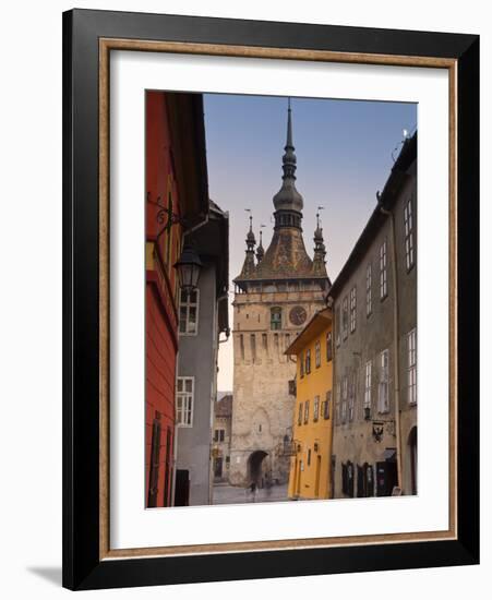 Clock Tower and Medieval Old Town, Sighisoara, Transylvania, Romania-Doug Pearson-Framed Photographic Print