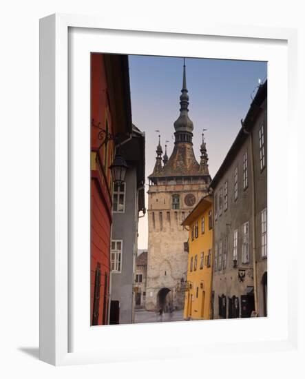 Clock Tower and Medieval Old Town, Sighisoara, Transylvania, Romania-Doug Pearson-Framed Photographic Print