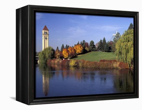 Clock Tower and Spokane River, Spokane, Washington-Jamie & Judy Wild-Framed Premier Image Canvas