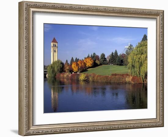 Clock Tower and Spokane River, Spokane, Washington-Jamie & Judy Wild-Framed Photographic Print