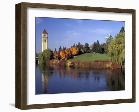 Clock Tower and Spokane River, Spokane, Washington-Jamie & Judy Wild-Framed Photographic Print