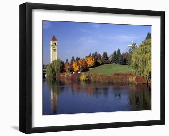 Clock Tower and Spokane River, Spokane, Washington-Jamie & Judy Wild-Framed Photographic Print