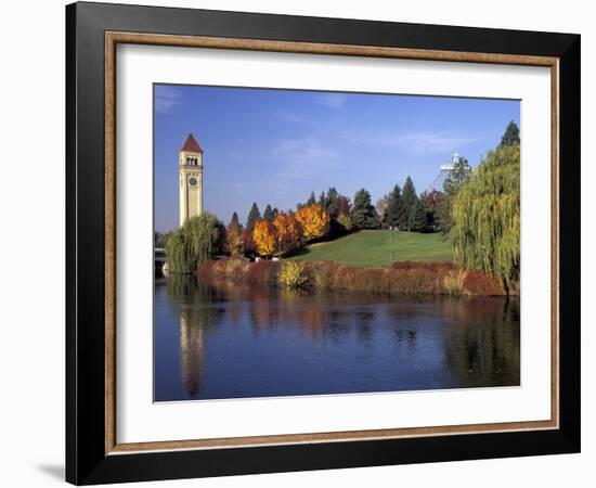 Clock Tower and Spokane River, Spokane, Washington-Jamie & Judy Wild-Framed Photographic Print
