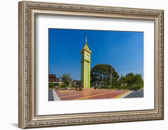 Clock tower at campus of State Pariyatti Sasana University, Mandalay, Myanmar (Burma)-Jan Miracky-Framed Photographic Print