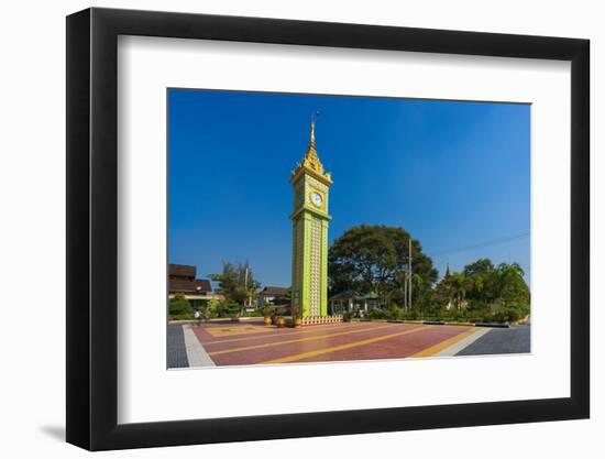 Clock tower at campus of State Pariyatti Sasana University, Mandalay, Myanmar (Burma)-Jan Miracky-Framed Photographic Print