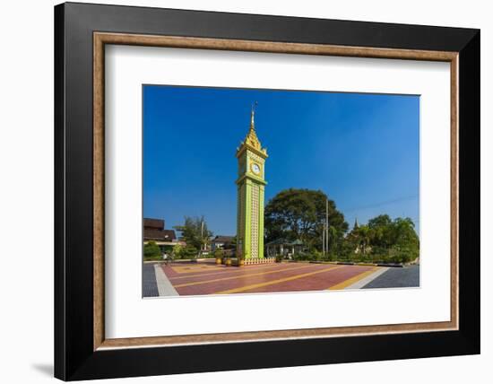 Clock tower at campus of State Pariyatti Sasana University, Mandalay, Myanmar (Burma)-Jan Miracky-Framed Photographic Print