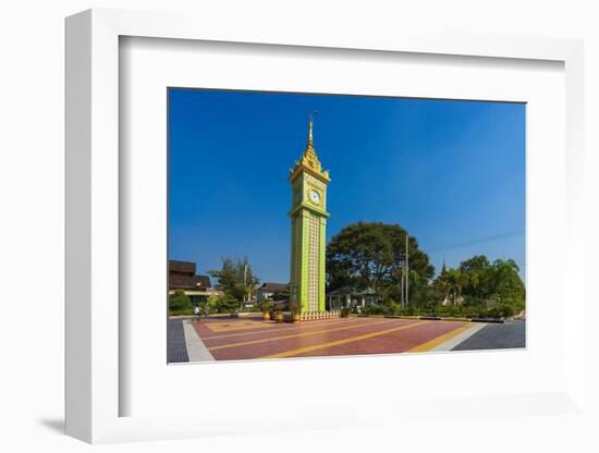 Clock tower at campus of State Pariyatti Sasana University, Mandalay, Myanmar (Burma)-Jan Miracky-Framed Photographic Print