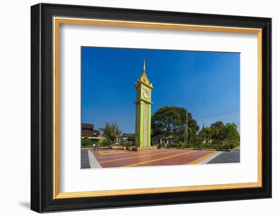 Clock tower at campus of State Pariyatti Sasana University, Mandalay, Myanmar (Burma)-Jan Miracky-Framed Photographic Print