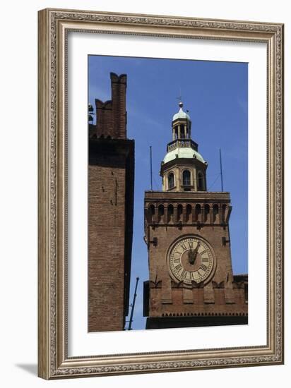 Clock Tower, Detail from Accursio Palace, Bologna, Emilia-Romagna, Italy-null-Framed Giclee Print