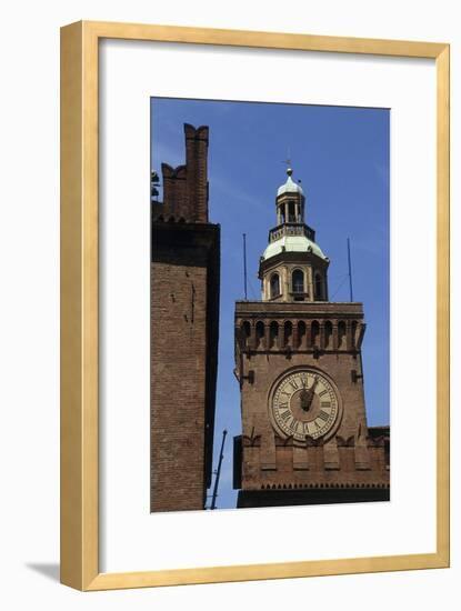 Clock Tower, Detail from Accursio Palace, Bologna, Emilia-Romagna, Italy-null-Framed Giclee Print