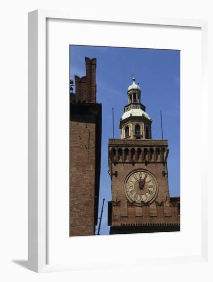 Clock Tower, Detail from Accursio Palace, Bologna, Emilia-Romagna, Italy-null-Framed Giclee Print