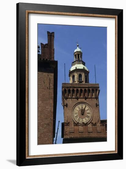 Clock Tower, Detail from Accursio Palace, Bologna, Emilia-Romagna, Italy-null-Framed Giclee Print