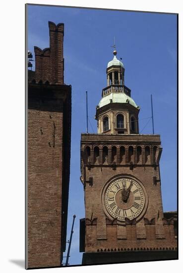 Clock Tower, Detail from Accursio Palace, Bologna, Emilia-Romagna, Italy-null-Mounted Giclee Print