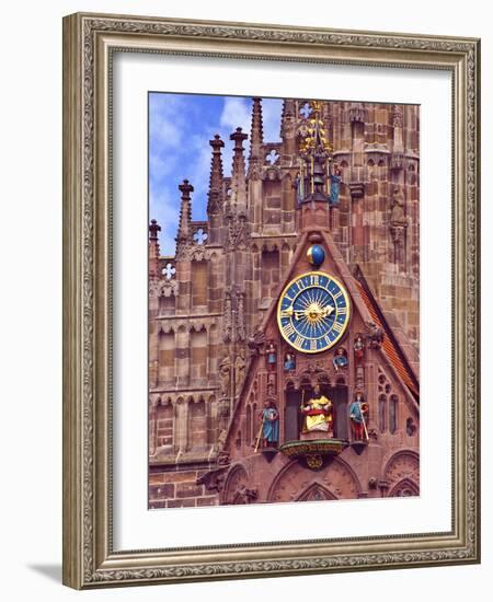 Clock Tower of Church of Our Lady, Nuremberg, Germany-Miva Stock-Framed Photographic Print