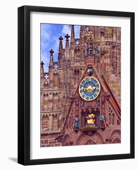 Clock Tower of Church of Our Lady, Nuremberg, Germany-Miva Stock-Framed Photographic Print