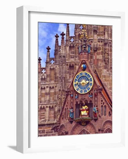 Clock Tower of Church of Our Lady, Nuremberg, Germany-Miva Stock-Framed Photographic Print