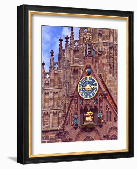 Clock Tower of Church of Our Lady, Nuremberg, Germany-Miva Stock-Framed Photographic Print