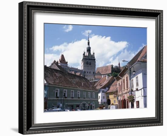 Clock Tower, on Old Town Citadel, from Piata Hermann Oberth, Sighisoara, Transylvania, Romania-Richard Ashworth-Framed Photographic Print