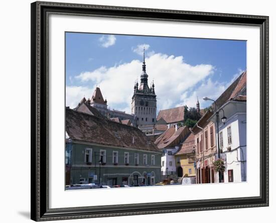 Clock Tower, on Old Town Citadel, from Piata Hermann Oberth, Sighisoara, Transylvania, Romania-Richard Ashworth-Framed Photographic Print