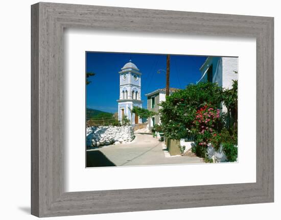 Clock Tower Poros IslandGreece-null-Framed Art Print