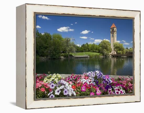 Clock Tower, Spokane River, Riverfront Park, Spokane, Washington, USA-Charles Gurche-Framed Premier Image Canvas