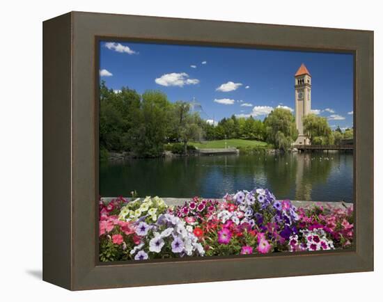 Clock Tower, Spokane River, Riverfront Park, Spokane, Washington, USA-Charles Gurche-Framed Premier Image Canvas