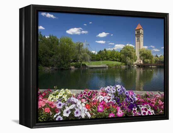 Clock Tower, Spokane River, Riverfront Park, Spokane, Washington, USA-Charles Gurche-Framed Premier Image Canvas