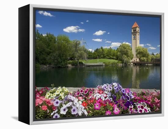 Clock Tower, Spokane River, Riverfront Park, Spokane, Washington, USA-Charles Gurche-Framed Premier Image Canvas