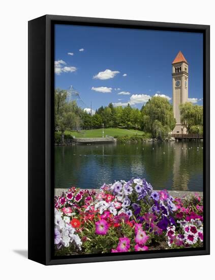 Clock Tower, Spokane River, Riverfront Park, Spokane, Washington, USA-Charles Gurche-Framed Premier Image Canvas