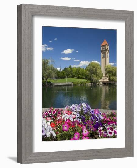 Clock Tower, Spokane River, Riverfront Park, Spokane, Washington, USA-Charles Gurche-Framed Photographic Print