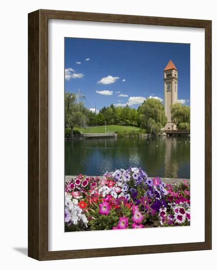 Clock Tower, Spokane River, Riverfront Park, Spokane, Washington, USA-Charles Gurche-Framed Photographic Print