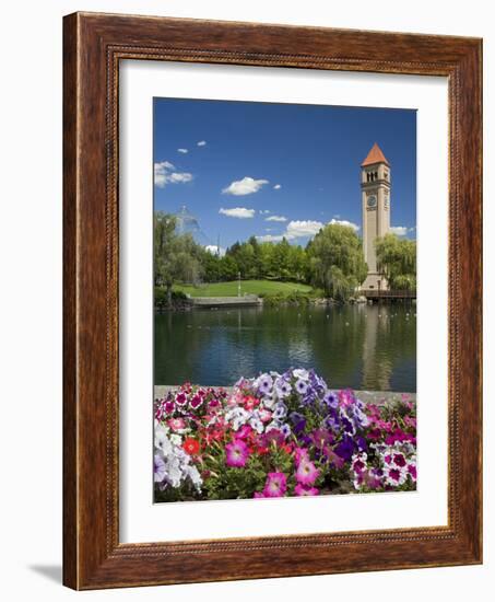 Clock Tower, Spokane River, Riverfront Park, Spokane, Washington, USA-Charles Gurche-Framed Photographic Print