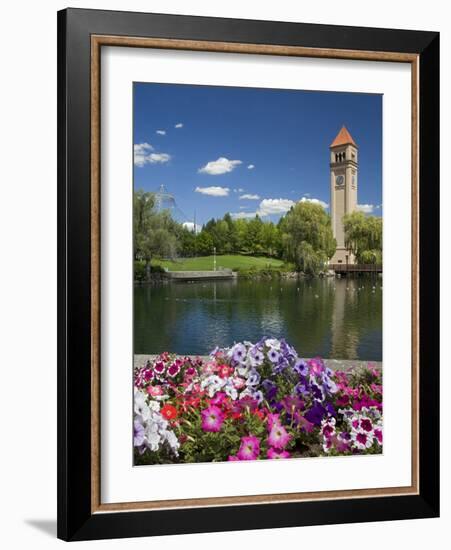 Clock Tower, Spokane River, Riverfront Park, Spokane, Washington, USA-Charles Gurche-Framed Photographic Print