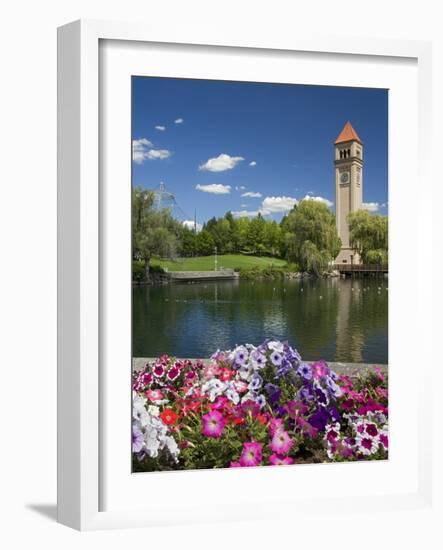 Clock Tower, Spokane River, Riverfront Park, Spokane, Washington, USA-Charles Gurche-Framed Photographic Print