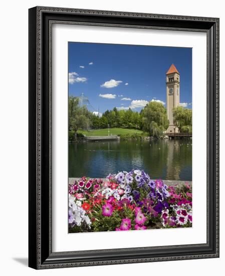 Clock Tower, Spokane River, Riverfront Park, Spokane, Washington, USA-Charles Gurche-Framed Photographic Print