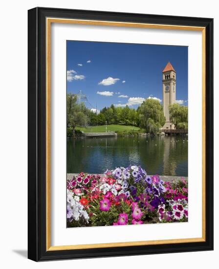 Clock Tower, Spokane River, Riverfront Park, Spokane, Washington, USA-Charles Gurche-Framed Photographic Print