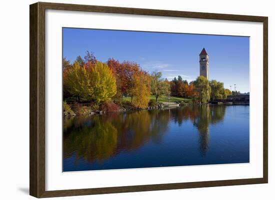 Clock Tower, Spokane River, Riverfront Park, Spokane, Washington, USA-Charles Gurche-Framed Photographic Print